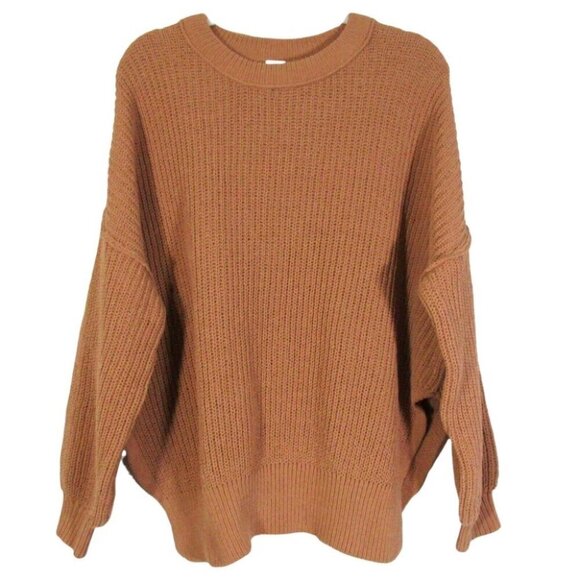Aerie Oversized Mocha Brown Long Sleeve Tunic Sweater Size S Rib Knit Side Vents - Picture 1 of 9